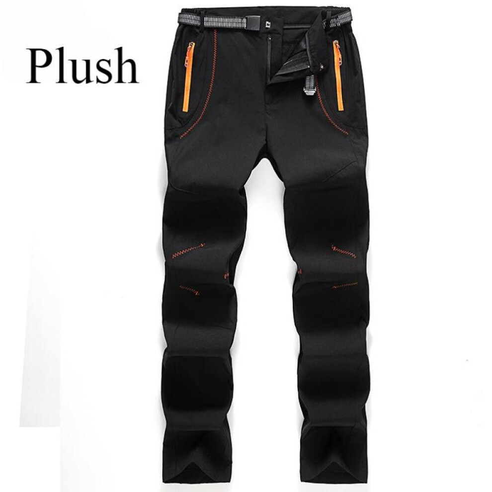 (black, 5XL) Men  Fleece Hiking Pants Winter Warm Waterproof Windproof Rain Quick Drying Trousers Trekking Camping Outdoor Soft Shell Thick Ski Pants