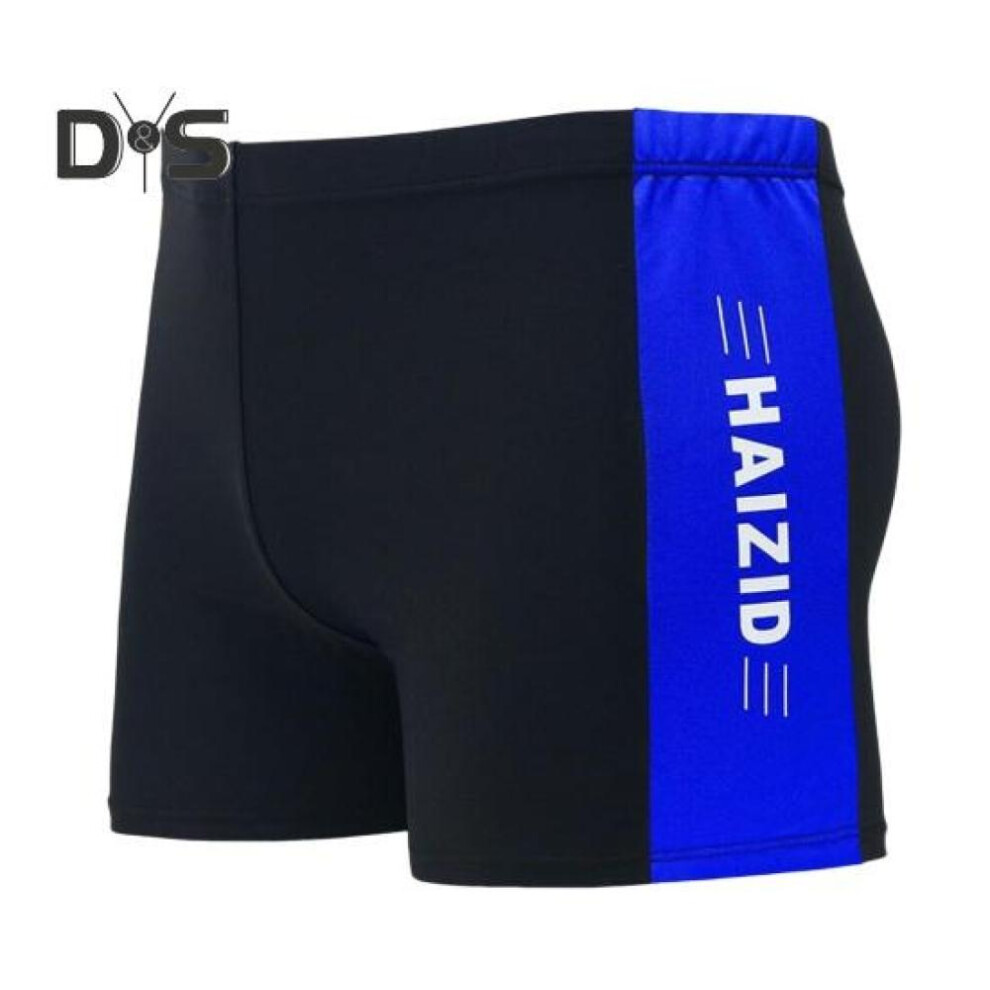(royal blue, 2XL) Adult Men Swimming Trunks Mid-rise Elastic Waist Patchwork Color Water Repellent Swimwear Quick Drying Swimming Trunks Swim Shorts