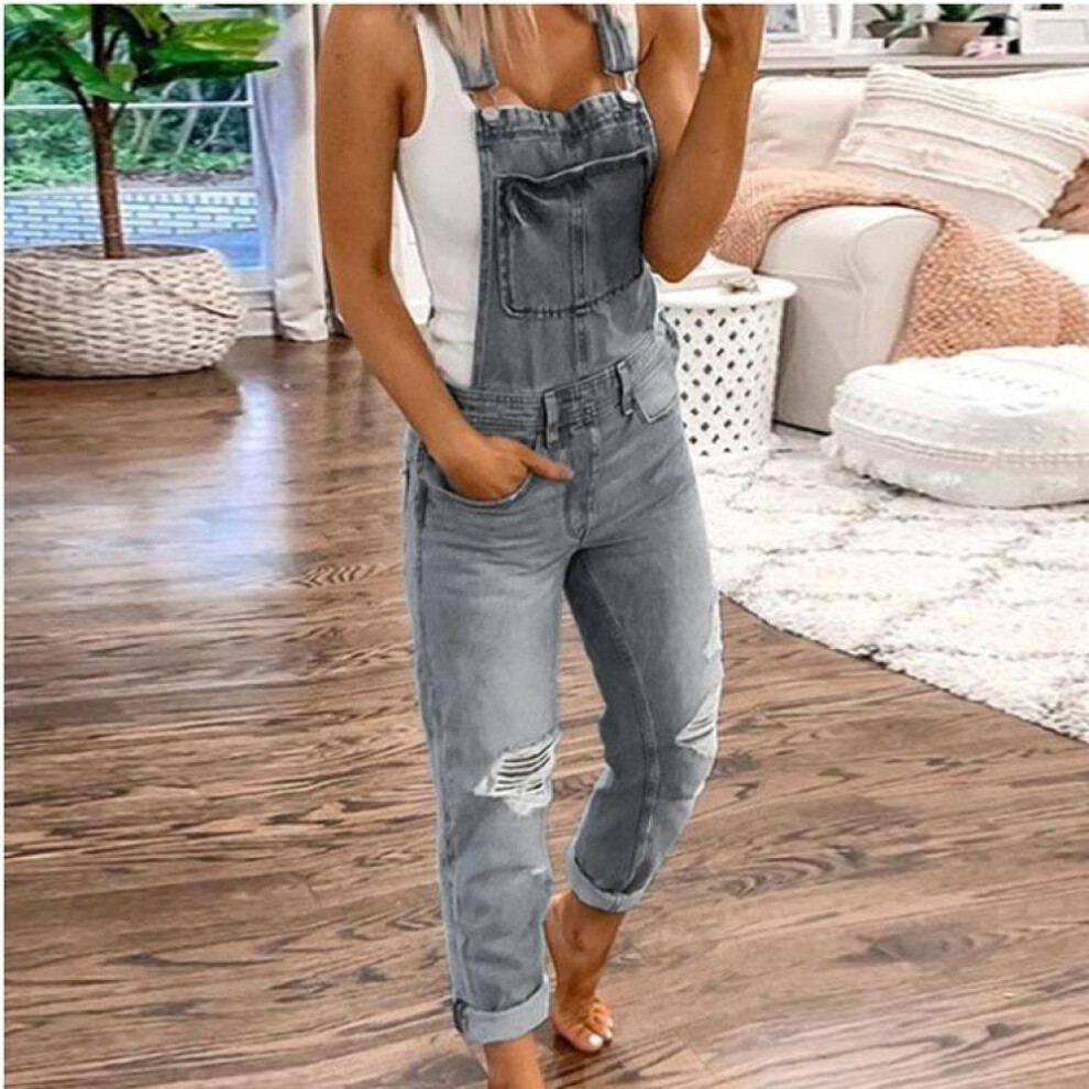 (grey, XXXXL) Fashion Women Denim Jumpsuit Ladies Spring Fashion Loose Jeans Rompers Female Casual Plus Size Overall Playsuit With Pocket