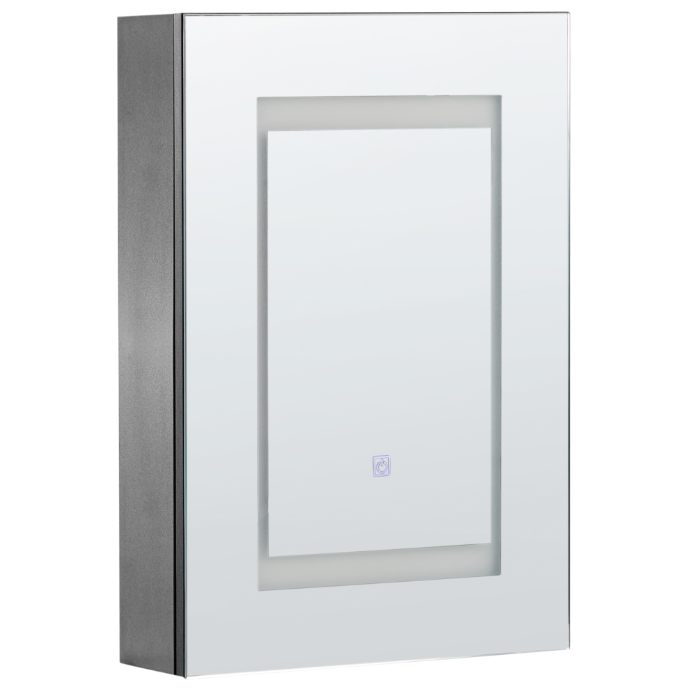 Bathroom Wall Mounted Mirror Cabinet LED MALASPINA 40 cm 60 cm Black