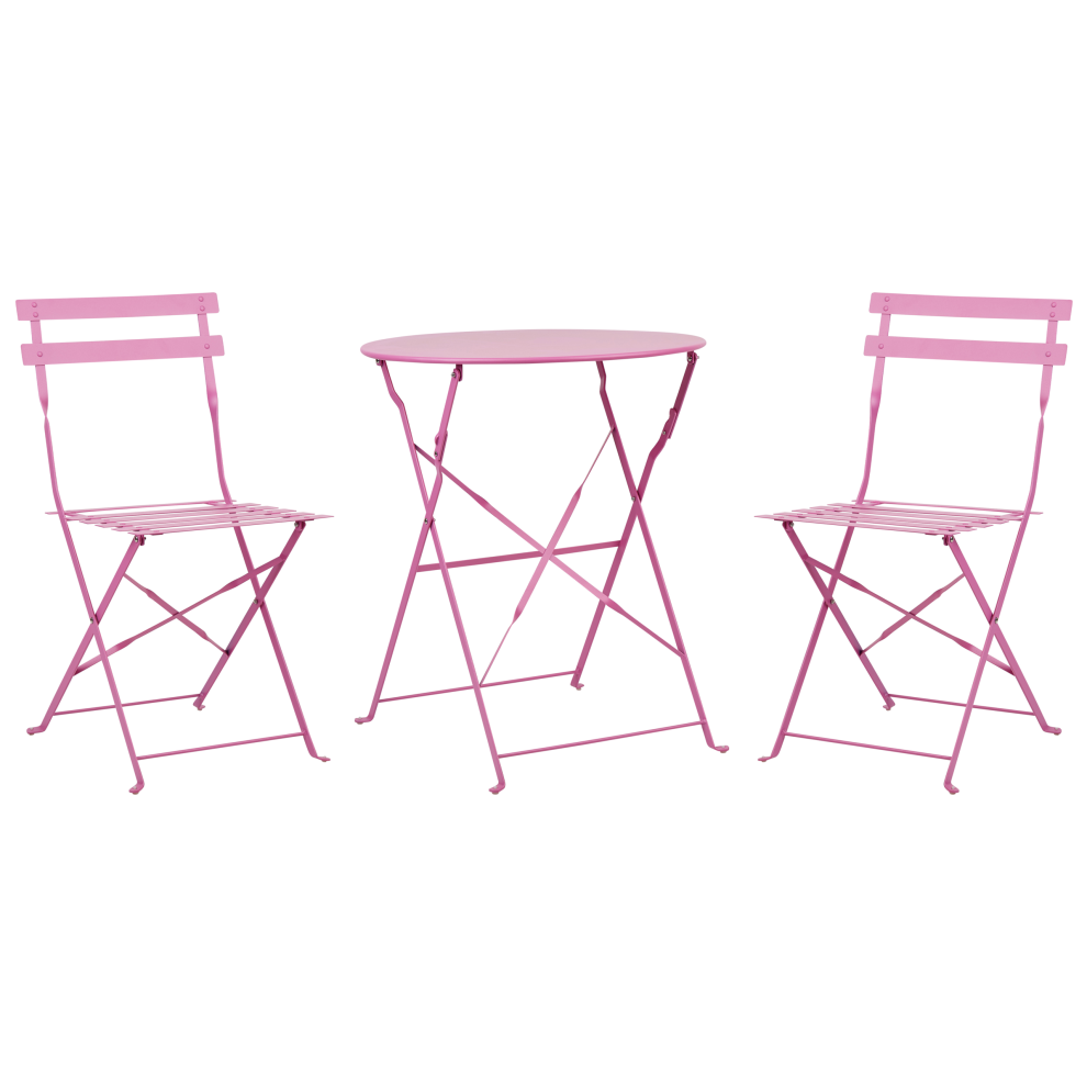 Bistro Set Folding FIORI Metal Pink
