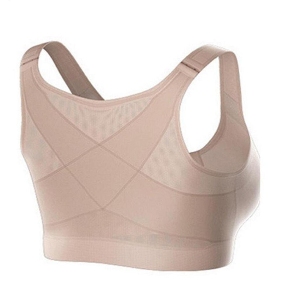 (beige, M) S-5xl Plus Size Women Posture Corrector Bra Wireless Back Support Lift Up Yoga Bra Running Sports Gym Bras Underwear