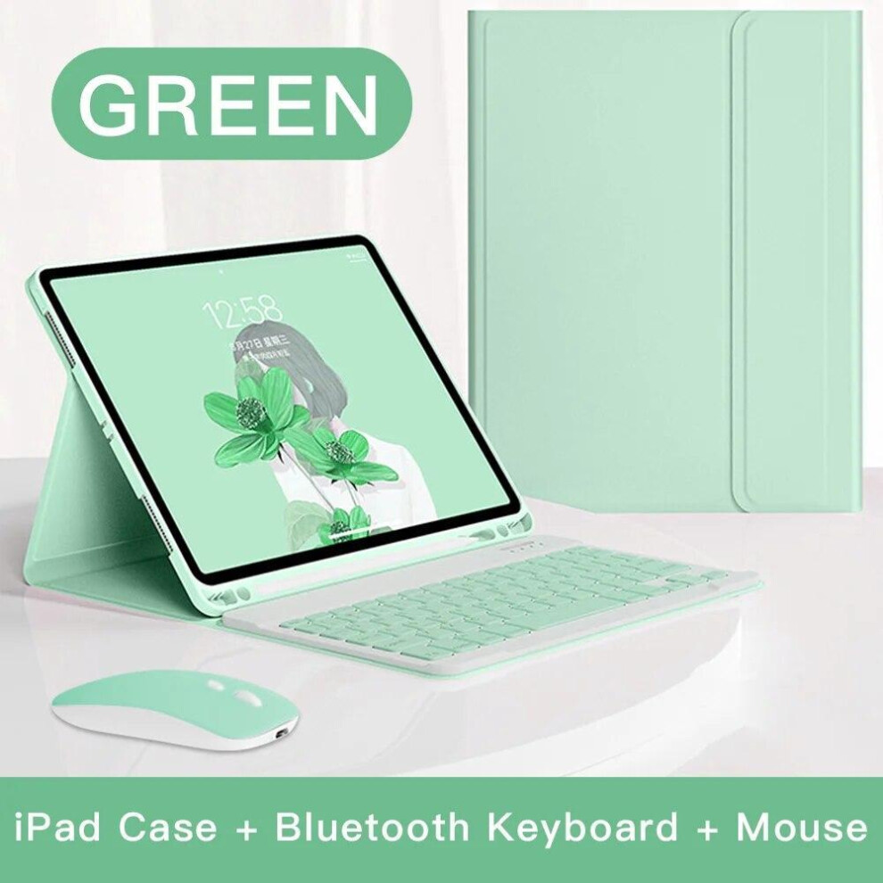 (, Air4 Air5 10.9) Tablet Leather For Ipad Case Pro 11 Air4/5Th Bluetooth Keyboard Case For Ipad 9/10Th Generation Case With Pen Tray Shockproof Green 5479866318171