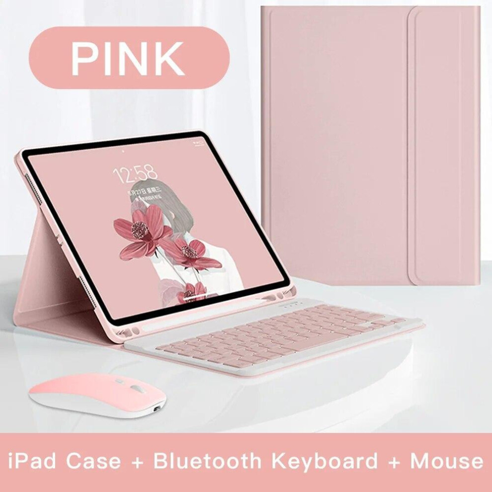 (pink, air air2 Pro 9.7) Tablet Leather for IPad Case Pro 11 Air4/5th Bluetooth Keyboard Case for IPad 9/10th Generation Case with Pen Tray Shockproof Protection Cover