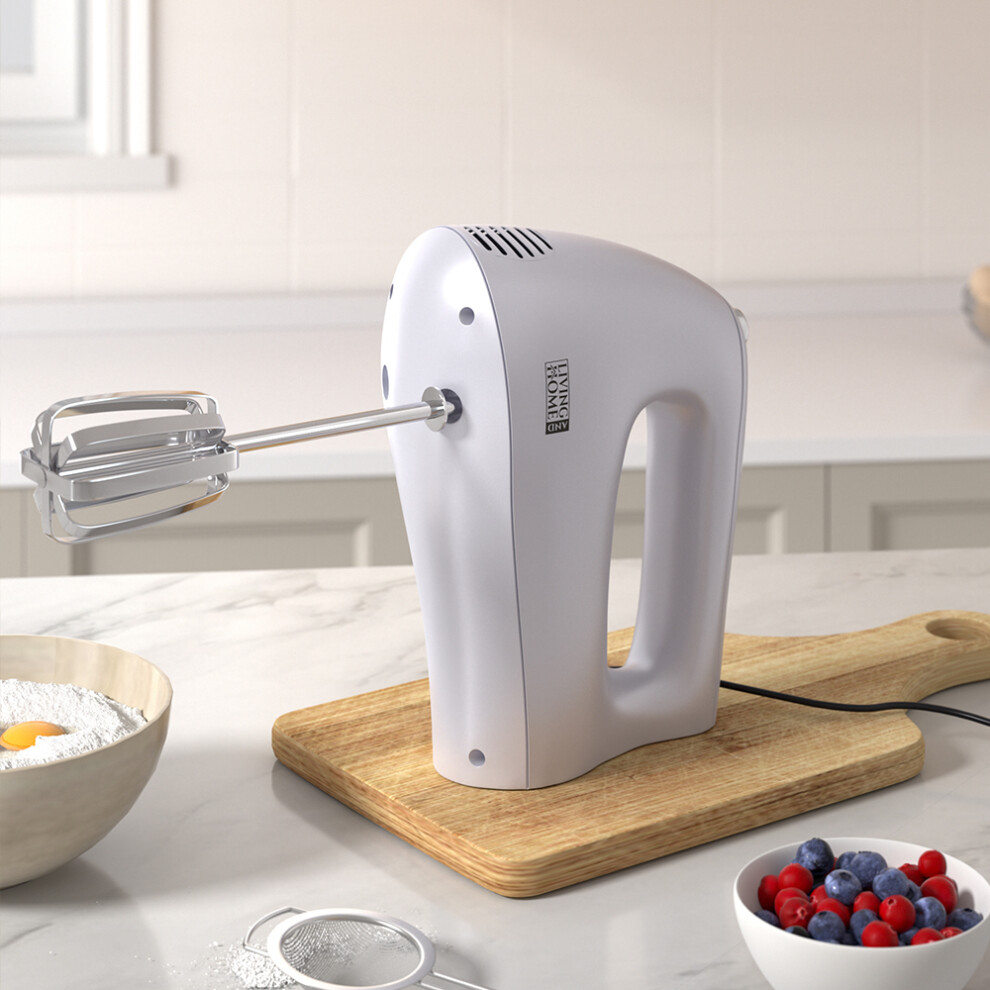 (Silver) 250W 5-Speed Electric Handheld Egg Beater Kitchen Mixer