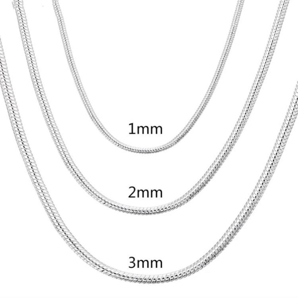 (1mm-50cm) 925 Sterling Silver 1-3mm Snake Chain Fashion Wedding Necklace