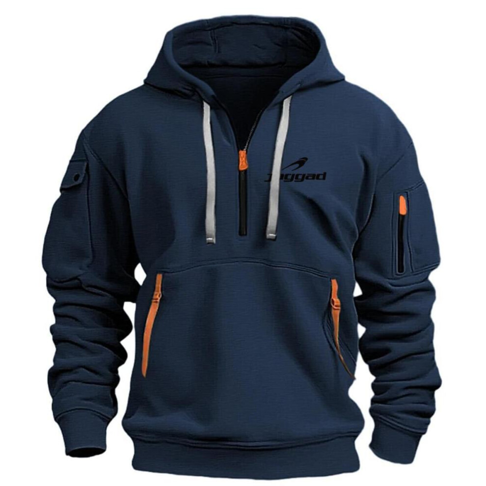 (navy, S) 2024 New Men&apos;s Hoodie Quarter Zip Hoodies Pocket Sports&outdoor Streetwear Cool Casual Spring Fall Clothing Hoodies Sweatshirts