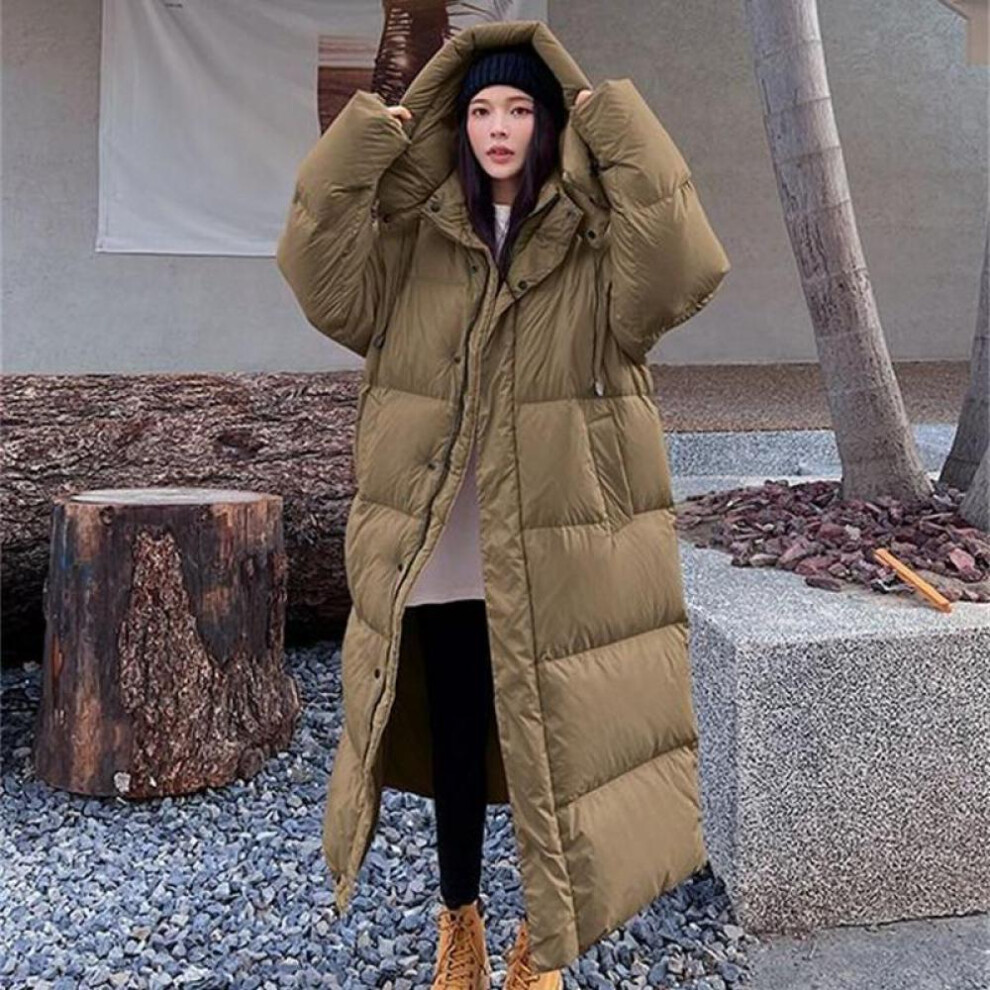 (khaki, XXL) 2023 Warm Winter Pink Hooded Long Parka Chaqueta Thick Windproof Overcoat Casual Snow Wear Cotton Padded Women New