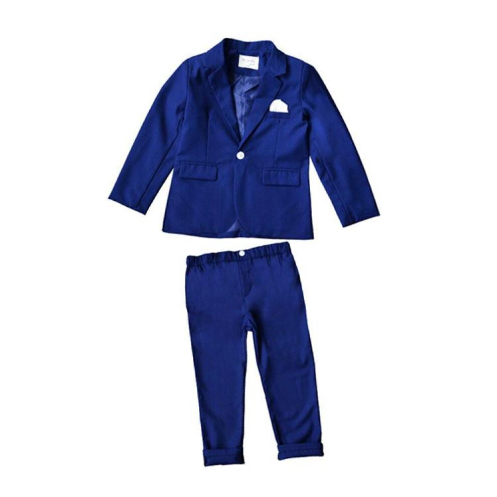 (navy blue, 130cm) Spring Autumn Formal Boys Suit Set Children Party Host Wedding Costume Little Kids Blazer  Pants Clothing Sets