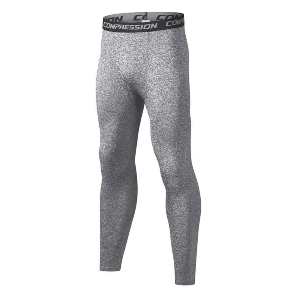 (light gray, 2XL) Men Base Layer Running Pants Tights Bottoming Gym Yoga Fitness Basketball Outdoor Training Sports Leggings Gray Trousers Warm Pants