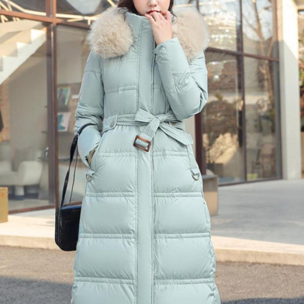 (blue, M) Parka Women Women&apos;s Winter Coats 2023 New Winter Jacket In Heavy Hair Long Cultivate Morality Belt Down Female Coat 8603