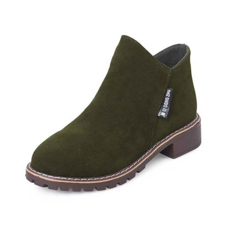 (green, 36) Women 2023 Martin Boots Autumn Winter Boots Ladies Ankle Boots Heels Shoes Woman Suede Leather Boots Casual Boots
