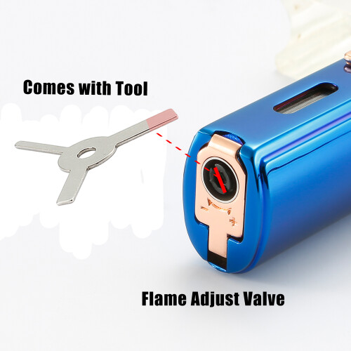 (Blue) 420 Carbon Steel Cigar Cutter and Lighter Set. 2