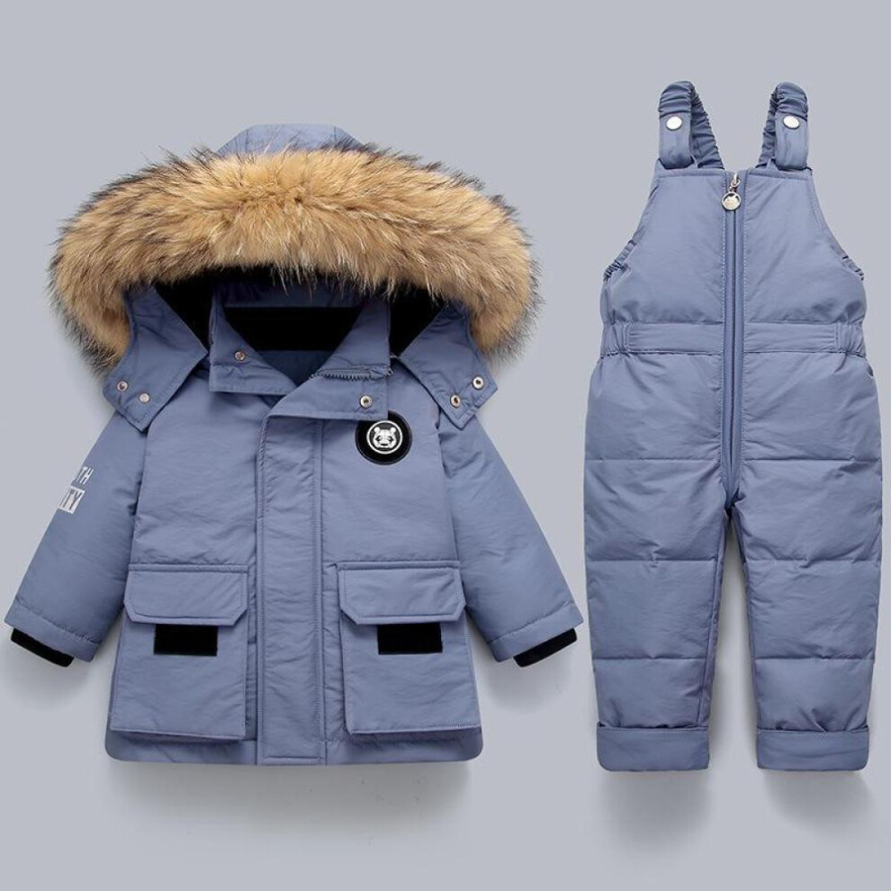 (blue, 80(12M)) Children Clothing Set 2pcs Baby Winter Warm Down Jackets Boys Thicken Jumpsuit Infant Overalls Baby Girl Clothes Kids Snowsuit