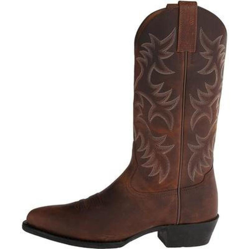 (brown, 39) Men&apos;s Retro Distressed Western Boots Leather Cowboy Boots Embroidery Tall Boots Chunky Heel Pointed Toe Knight Boots Botas Masculinas