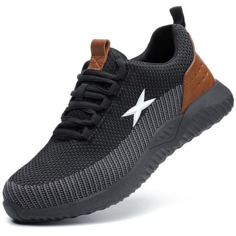 (brown, 43) Anti-puncture Work Safety Boot Male Indestructible Shoes Work Sneakers Comfort Men Shoes Steel Toe Safety Shoes Work Boots Men