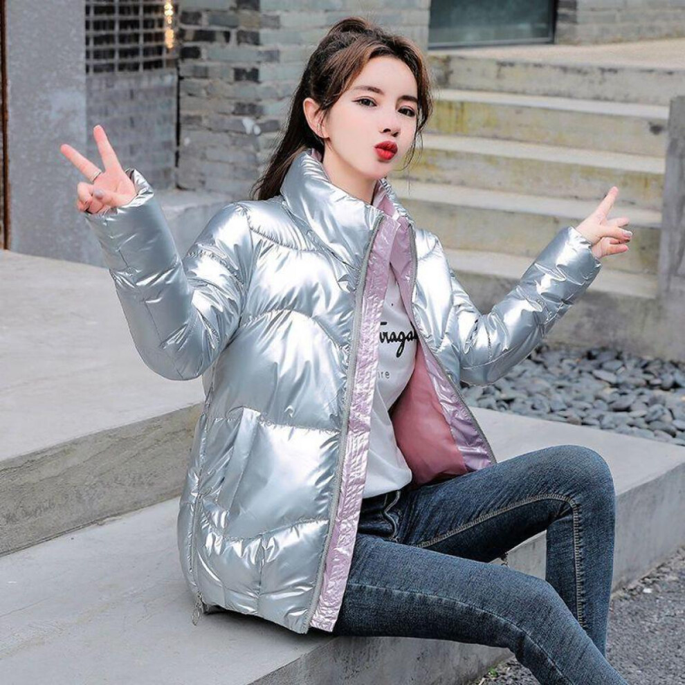 (silver, XXL) Women Winter Jacket Parkas Coat Fur Collar Hooded Overcoat Female Jacket Parka Thick Warm Cotton Padded Outwear P997