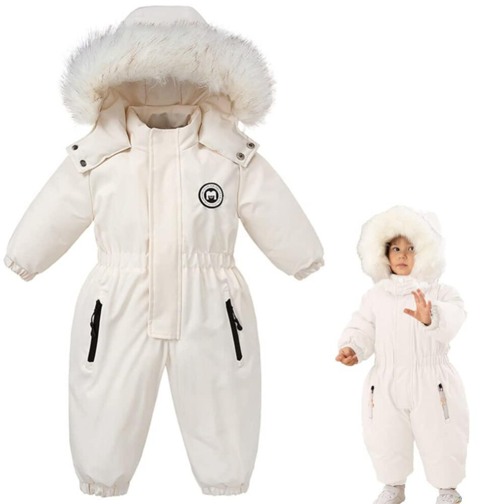(white, 100cm) Winter Baby Clothes Thicken Warm Snowsuits For Baby Girl Boy Hooded Jackets Waterproof Ski Suits Kids Coats Outerwear 2 3 4 5 Years