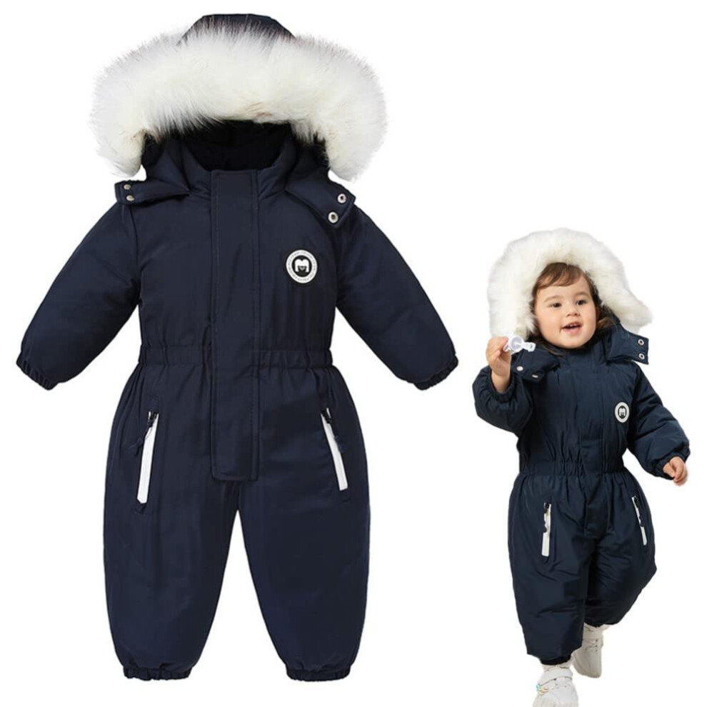 (black, 110cm) Winter Baby Clothes Thicken Warm Snowsuits for Baby Girl Boy Hooded Jackets Waterproof Ski Suits Kids Coats Outerwear 2 3 4 5 Years