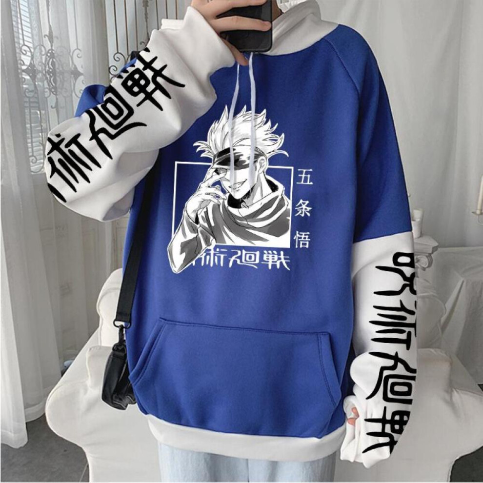 (blue, L) Japanese Anime Jujutsu Kaisen Gojo Satoru Men Clothes Hooded Sweatshirts Women Harajuku Cosplay Oversized Streetwear Hoodie Tops