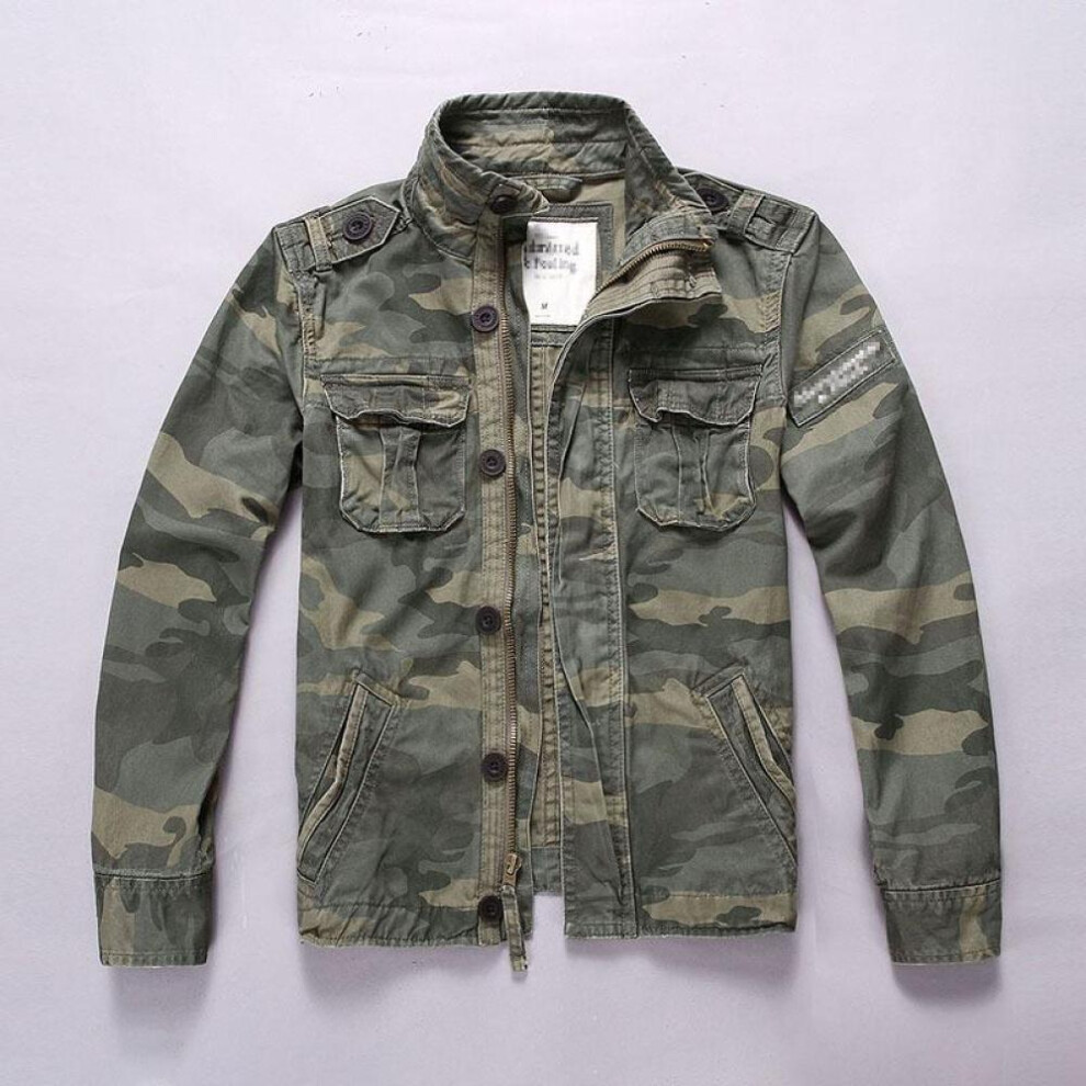 (army green, XXL) Outwear Camouflage Fashion Jacket Men&apos;s Casual Hooded Zipper Coat Military Windproof Bomber Jacket