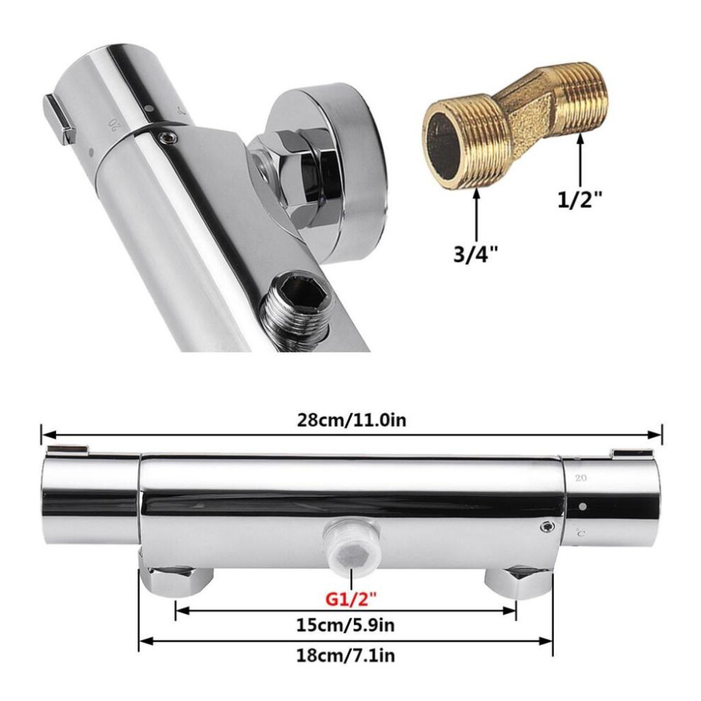 Bathroom Hot/cold  Wall Mounted Brass Chrome Thermostatic Shower Faucet Mixer Value Dual Handle Bathtub Shower Faucet