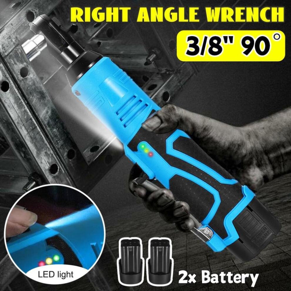 100n.m 18v Cordless Electric Wrench Ratchet Wrench Repair Tool Rechargeable Right Angle Wrench With 2 Battery Charger Kit