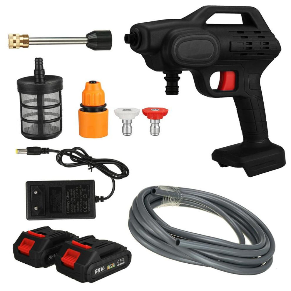 (black, 2battery) 1500w Cordless Water Gun High Pressure Car Washer Portable Spray Water Nozzle Cleaning Machine For Makita Battery