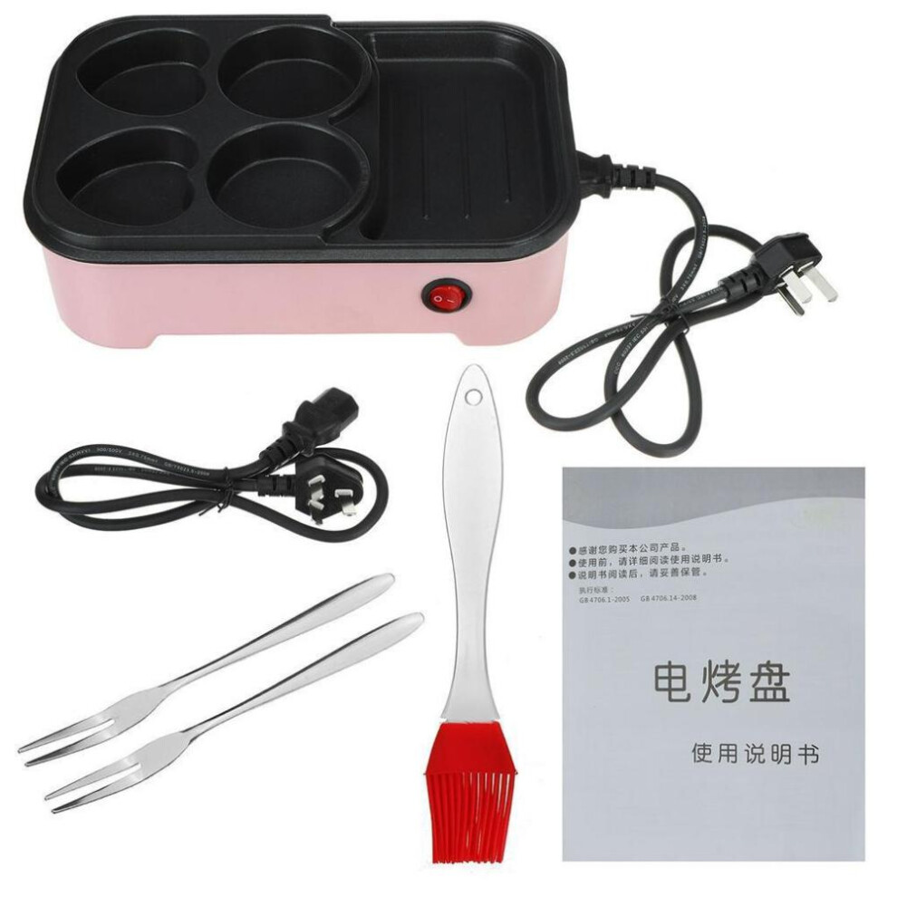 (pink) 220v 700w Electric Hamburger Maker Egg Cake Oven Breakfast Machine Egg Cake Steak Non-stick Frying Pan Toaster Eggette Machine