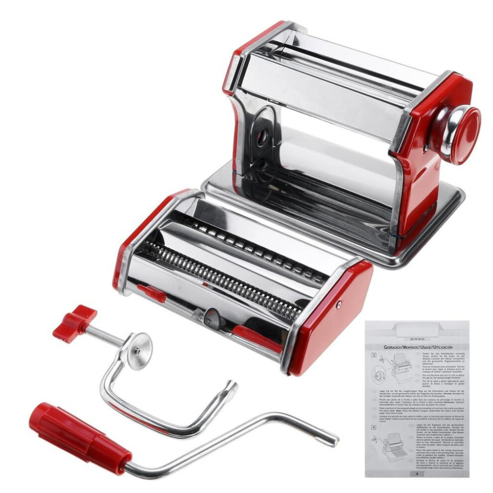 Stainless Red Noodle Maker Steel Pasta Machine Lasagne Spaghetti Tagliatelle Ravioli Dumpling Maker Machine With Two Cutter