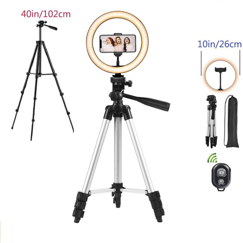 (Type2 - SV102cm) 26cm Led Selfie Ring Light Photography Ringlight Phone Stand Holder Tripod Circle Fill Light Dimmable Lamp Trepied Makeup