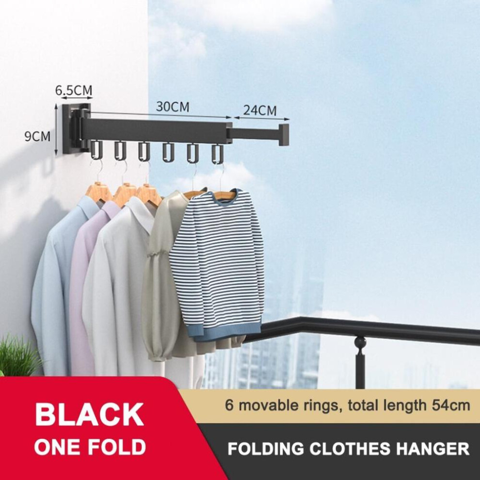 (One FOLD) Retractable Folding Clothes Hanger Aluminum Drying Rack Wall-mounted Laundry Storage Space Save Home Hotel Cloth Hanger