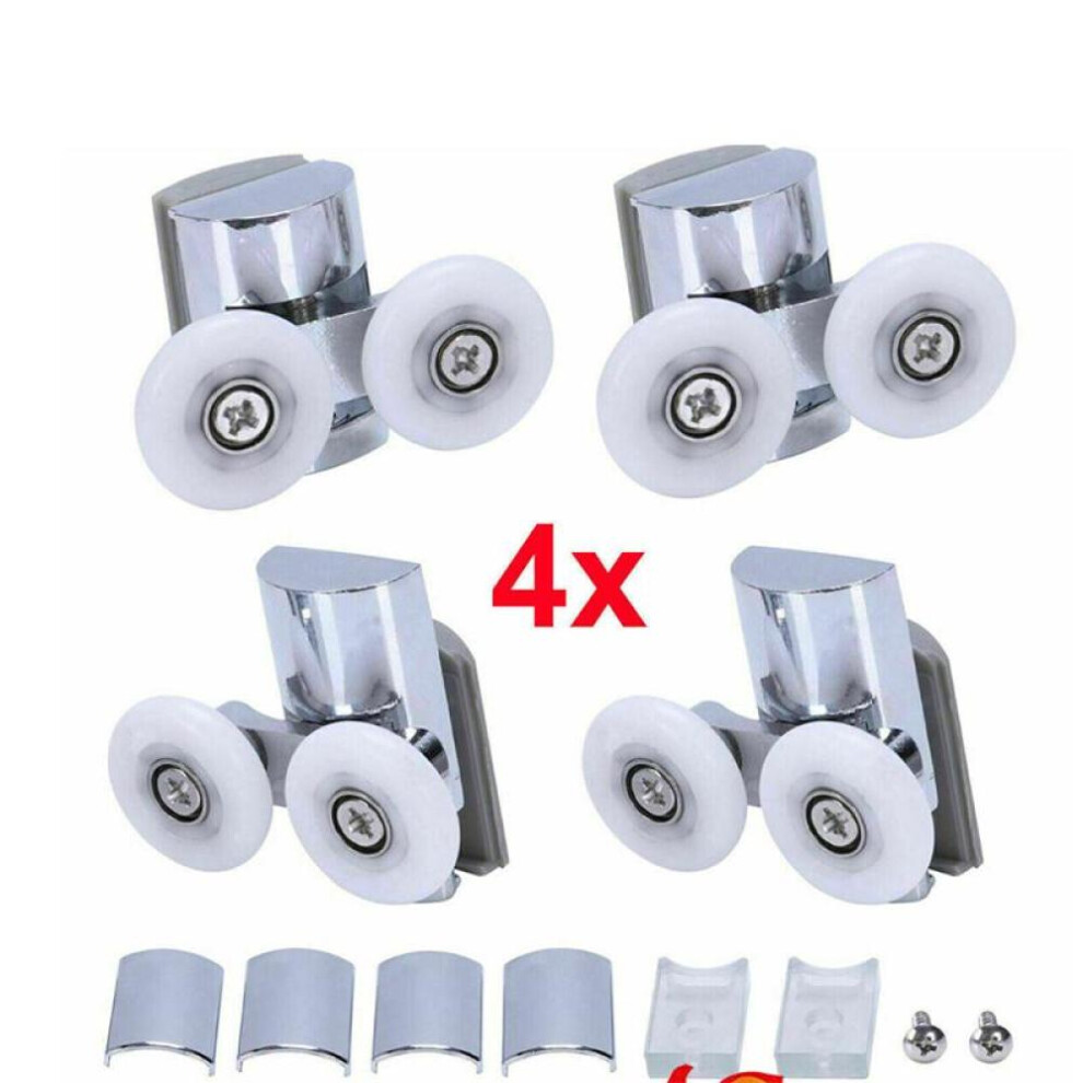 4 Pcs Shower Screen Door Rollers Zinc Alloy Runners Wheels Twin Top Replacement