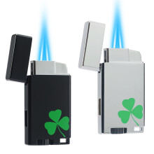 (Black & Silver) 2 Pack Mini Jet Flame Lighter