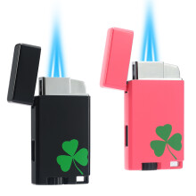 (Black & Powder) 2 Pack Mini Jet Flame Lighter