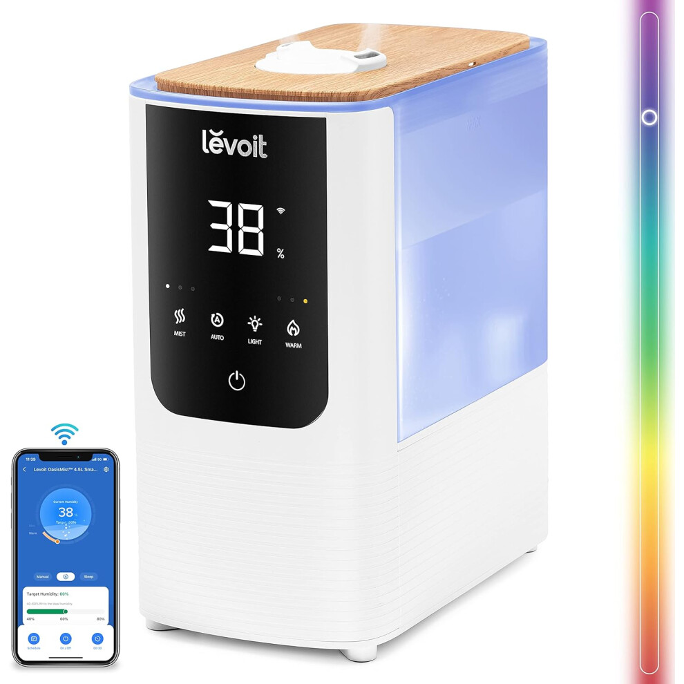 (LEVOIT Smart Warm&Cool Humidifier for Bedroom 4.5L,Amazon Exclusive,Top-Fill Aroma Diffuser for Baby | Plants with Custo) LEVOIT 3L Humidifiers for B