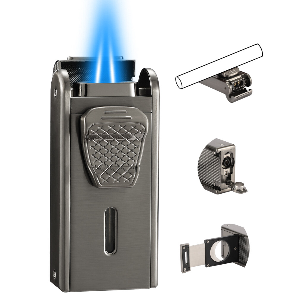 Yeuligo Black (Black) All In One Jet Flame Cigar Lighter Built-In Cutter