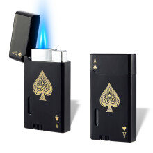 (Black) Double Jet Flame Gas Lighter with Protect Cover