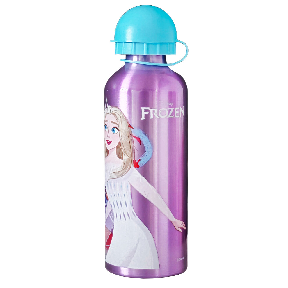 Disney Frozen Aluminium Bottle Water Drinks Children Purple Anna Elsa