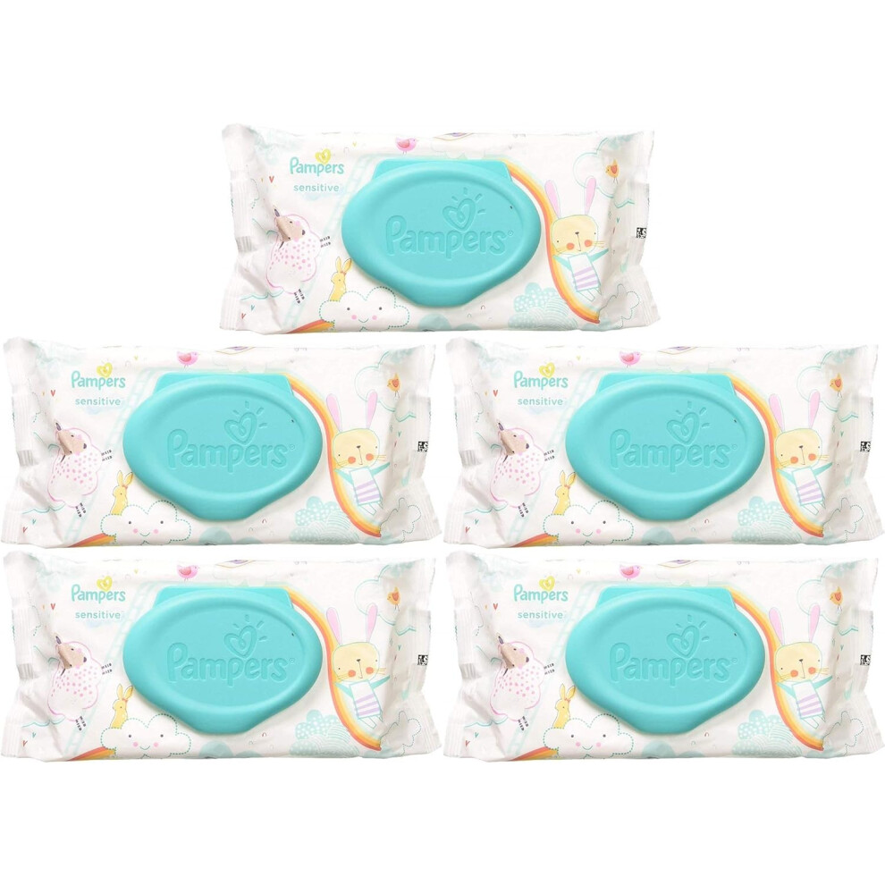 Pampers Wipes Sensitive - 56 Count (Pack of 5)