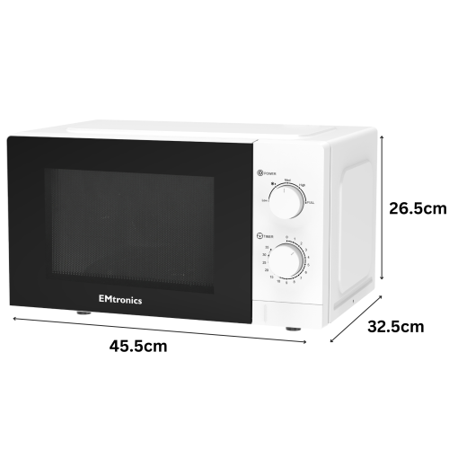 EMtronics EMtronics 20 Litre White Microwave 700W With Defrost Settings 1