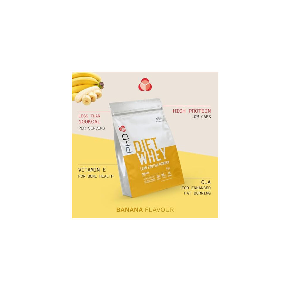 Visit The Phd Store Phd Nutrition Diet Whey High Protein Lean Matrix, Banana Diet Whey Protein Powder, 16G Of Protein, 40 Servings Per 1 Kg Bag