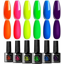 UR SUGAR Neon Gel Nail Polish 6 Colours U V Gel Nail Polish Set Green Blue Orange Hot Pink Color Gel Polish Fluorescent Nail Varnish Polish Colour Set