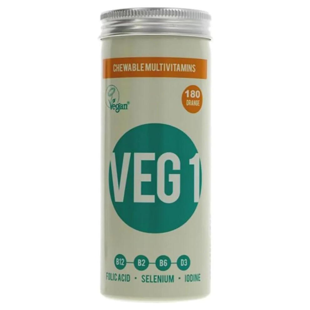 VEG 1 Multivitamin Chewable Vegan Supplement Orange Flavour 180 tabs