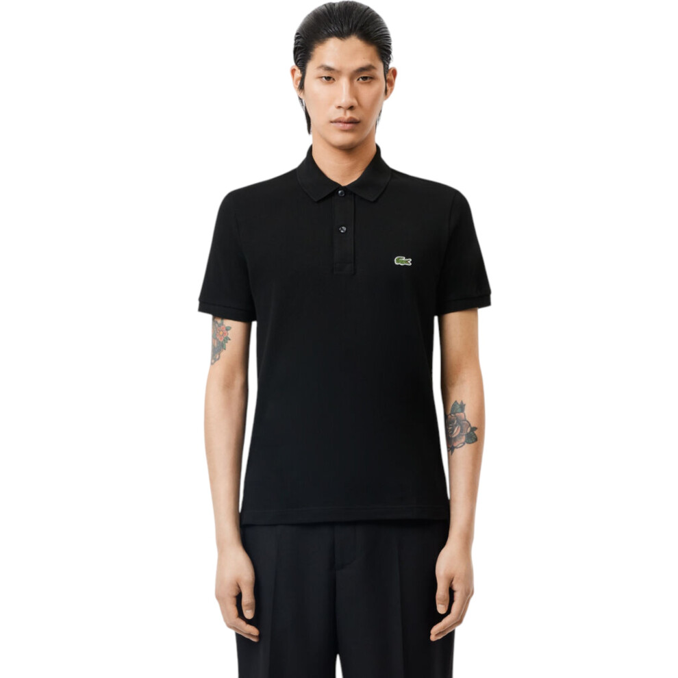 (Black, M) Lacoste Mens Slim Fit Short Sleeve Polo Shirts