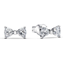 Pandora Sterling Silver Sparkling Small Bow Stud Earrings 293542C01