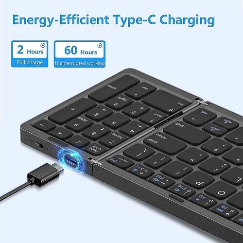 Foldable Bluetooth Keyboard, Usb Rechargeable Wireless Keyboard For Ios, Android, Windows Pc Laptop -ys 2