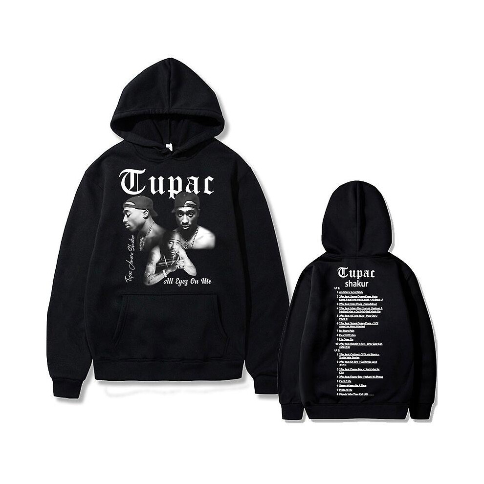 (Navy Blue, XL) Rapper Tupac 2pac Hip Hop Hoodie Men's Fashion Hoodies Men Women Oversized Pullover Male Black Streetwear Man Vintage Sweatshirt