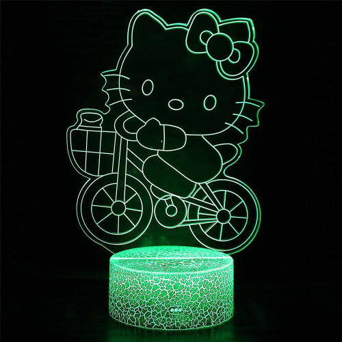 (E) 3d Hello Kitty Night Light 7 Colours With Touch Control Bedside Table Lamp Gifts