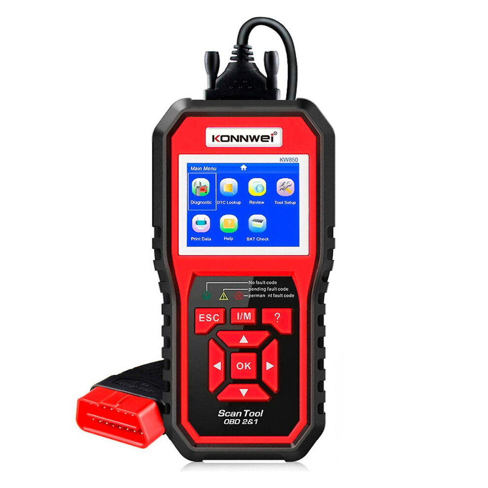 () Konnwei Kw850 Obdii Scanner Auto Code Reader Diagnostic Check Engine Scan Tool For Obdii Cars Red/Light 8107440783806